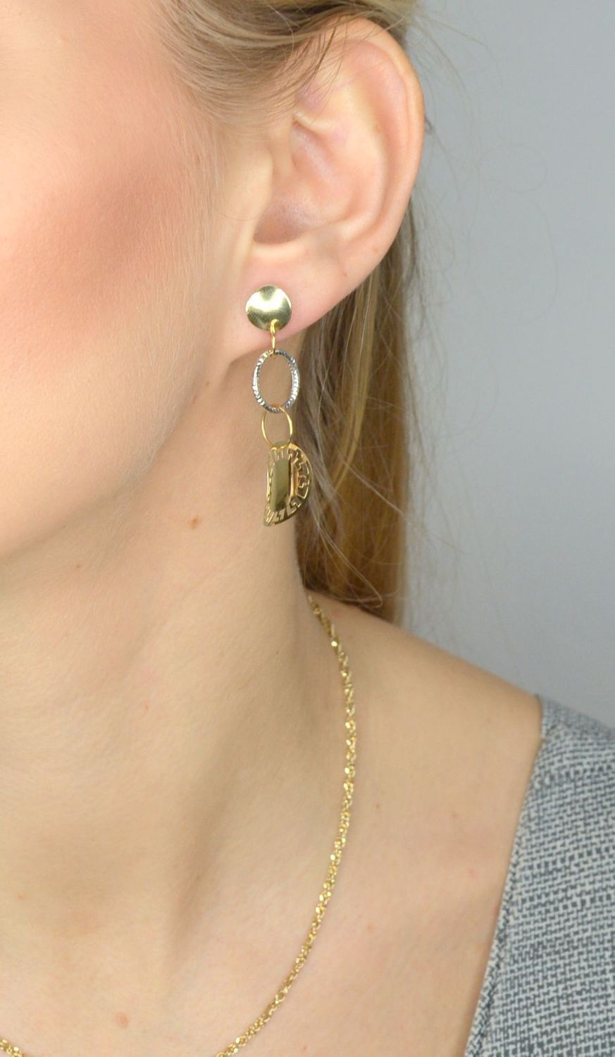 Złote kolczyki 585 wisząca droga grecka KL 875A.jpg